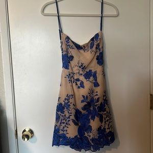 Lucy in the sky nude and royal blue floral dress